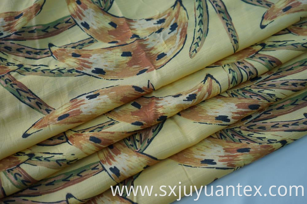 Polyester Rayon Slub Print Fabric